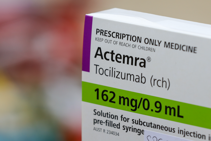 A packet of the medicine Actemra (Tocilizumab).