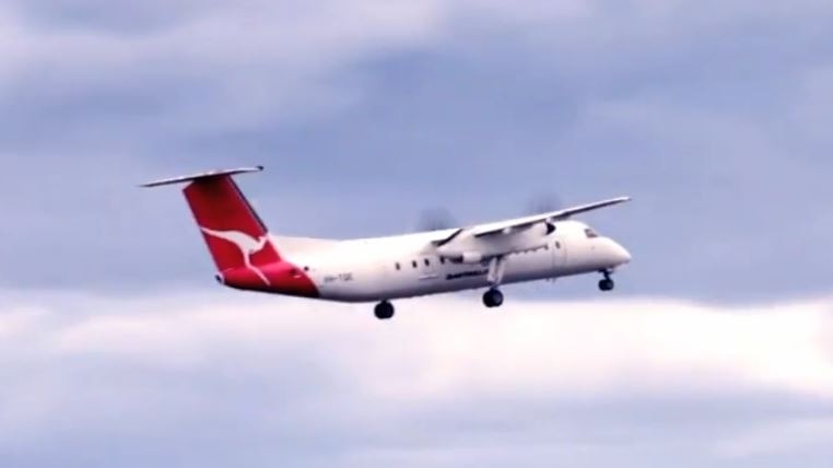 QantasLink flight taking off from Moree Airport.