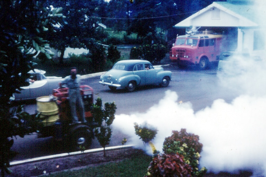 A fogging machine used at the Darwin RAAF base in 1962. The machine was used until the early 1980s.