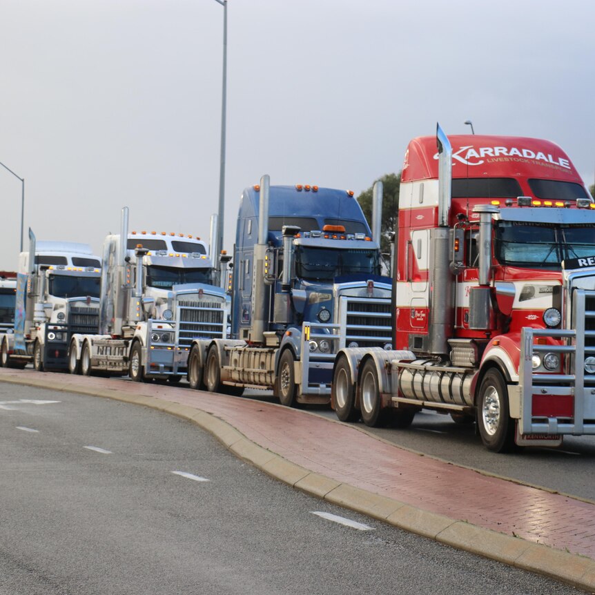 Trucks in convoy