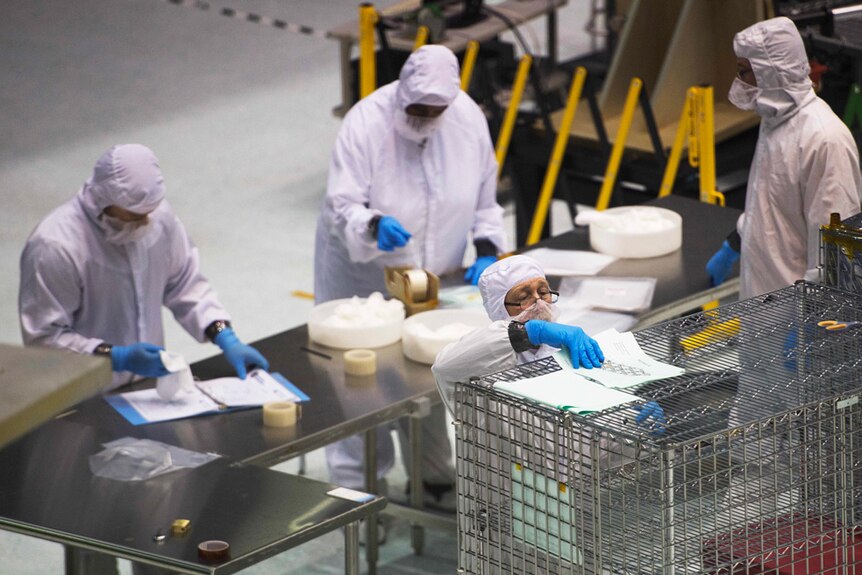 James Webb Space Telescope under construction by Nasa engineers and scientists