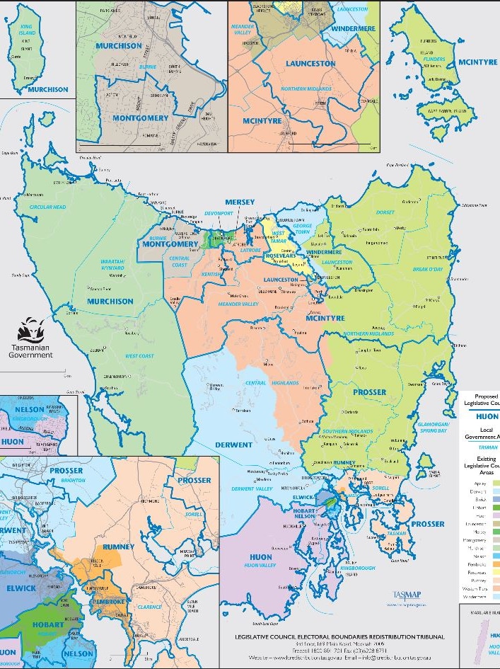 Tasmanian electoral boundaries map