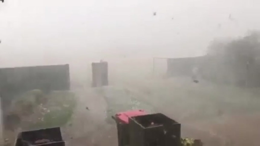 Mobile phone footage of the wild storm.