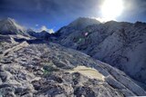 The Khumbu Glacier in the Everest-Khumbu region