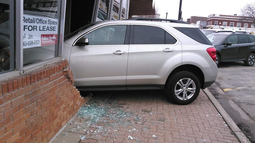 A car crashed into the front of the examination station in Minnesota.
