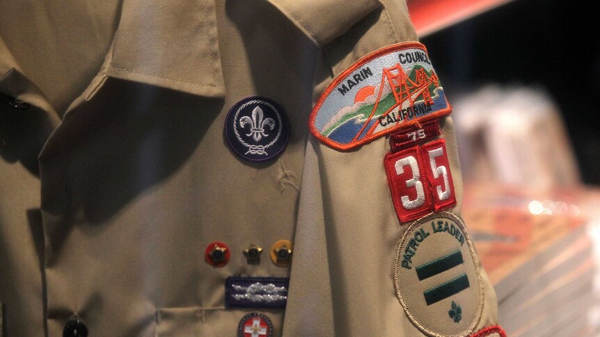Boy Scout uniform hangs in a store at the Marin Council of the Boy Scouts of America on July 27, 2015 in San Rafael, California