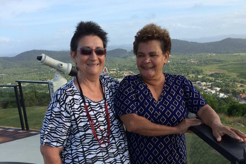 Loretta Sullivan and Alberta Hornsby on Grassy Hill lookout, Cooktown