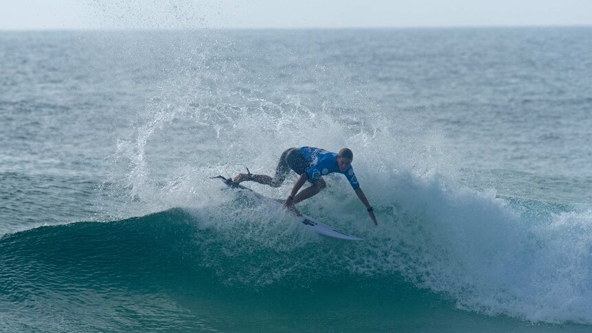 17-year-old Reef Heazlewood from the Sunshine Coast in action on a wave on Day One of the event.