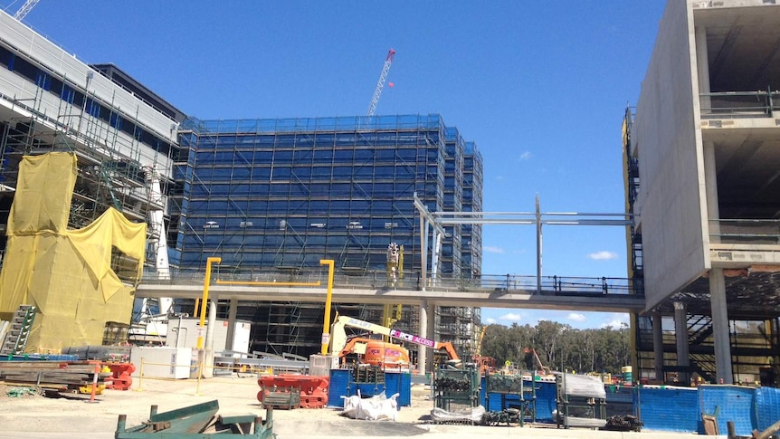 The Sunshine Coast University Hospital as a construction site.