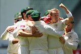Peter Siddle fired up after taking a wicket with team-mates