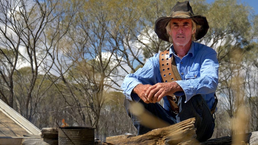 Fourth-generation drover Ronnie Creevey at his camp just outside Ilfracombe in western Queensland