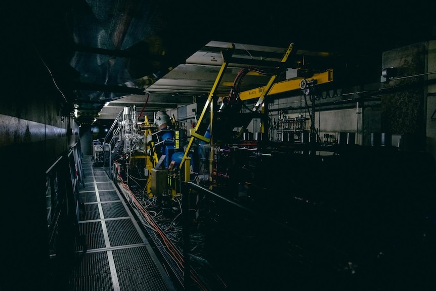 A dark picture showing some of the tunnels under CERN's antimatter factory