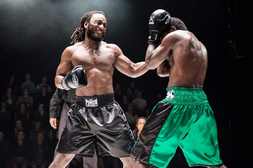 Prize Fighter is an in-the-round theatre production, which includes choreographed fight scenes, staged at La Boite in Brisbane from September 5 to 26, 2015.