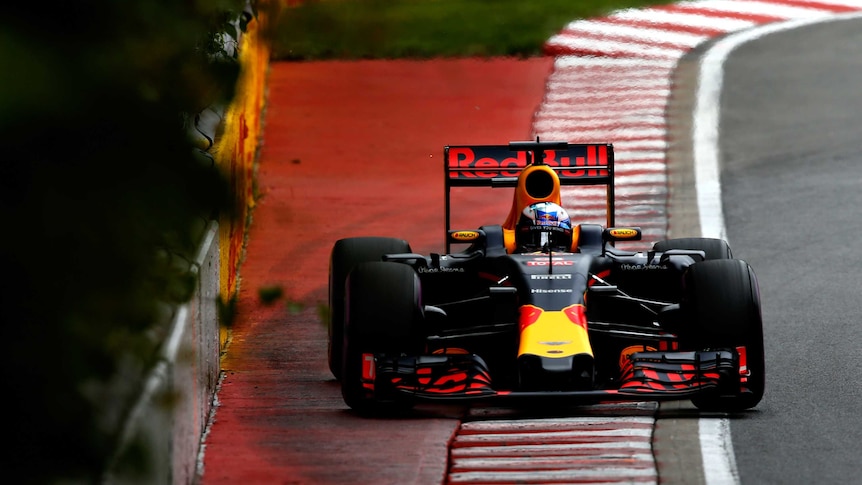 Dan Ricciardo near the wall in Canada