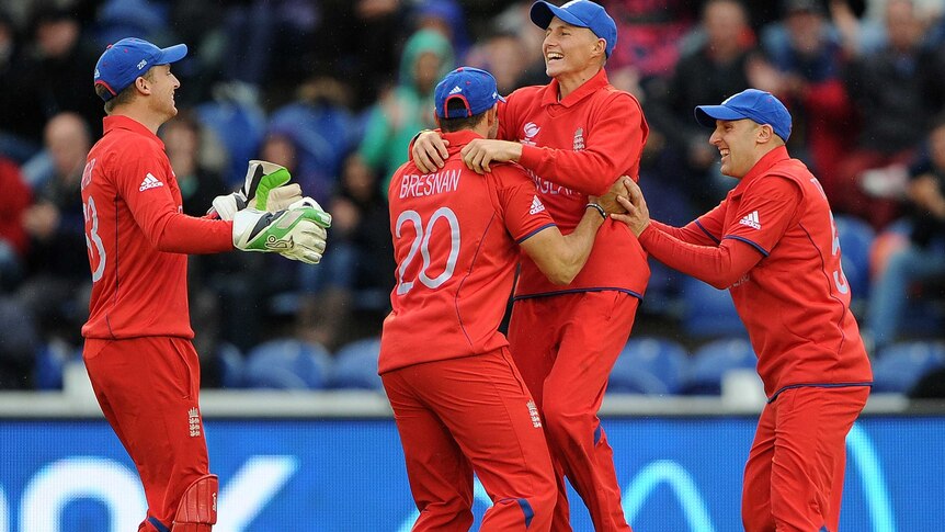 Joe Root celebrate staking a wicket against New Zealand