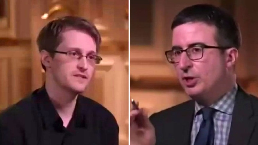 Oliver grills Snowden in rare interview