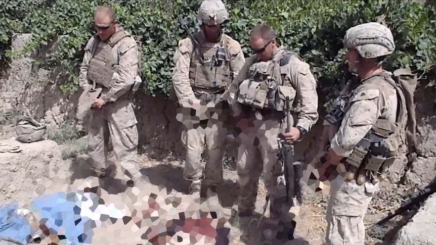 US marines allegedly urinating on the corpses of Taliban fighters