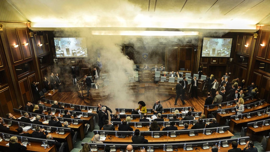 Smoke bomb in Kosovo parliament