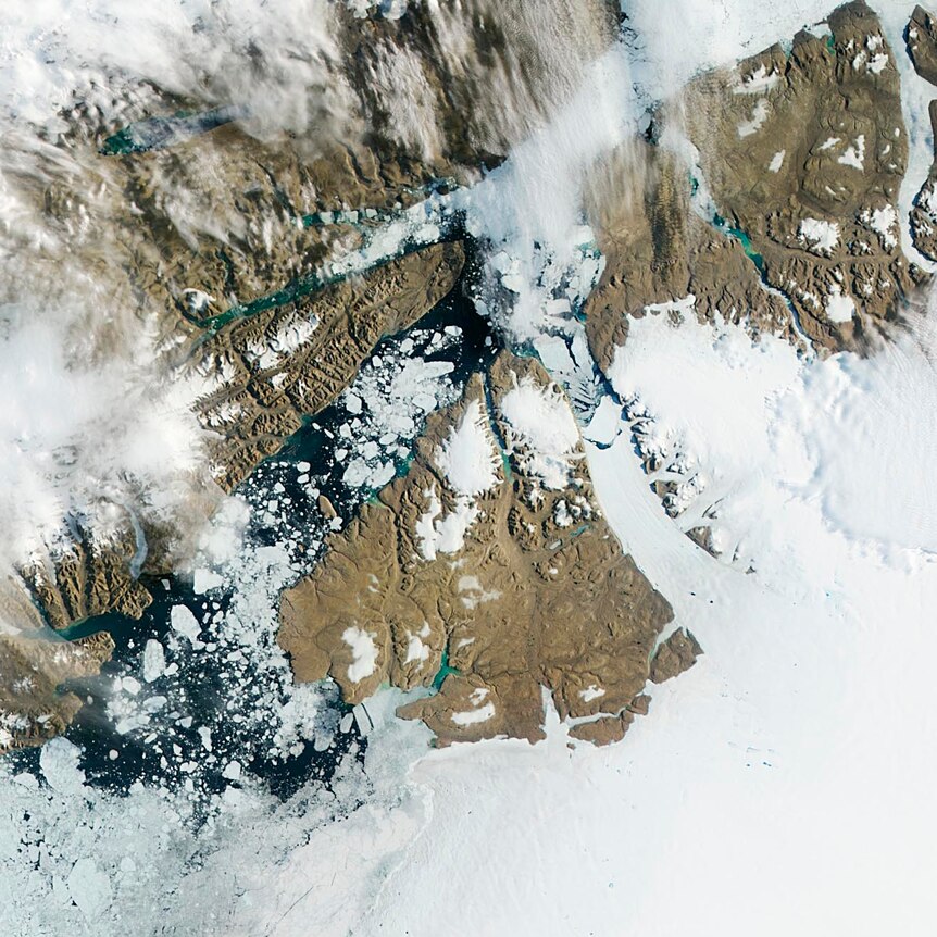 The iceberg broke away from the Petermann Glacier in Greenland.