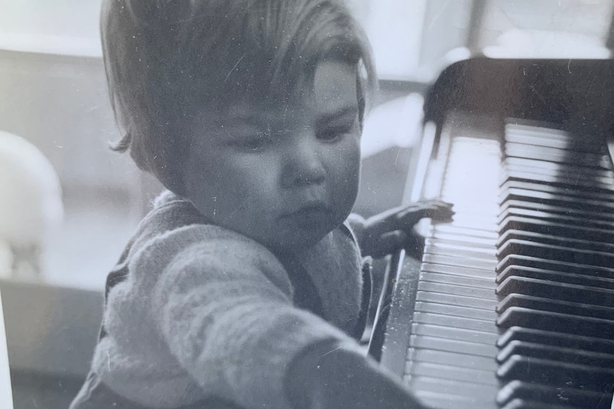 A black and white baby photo of Stephanie Piper.