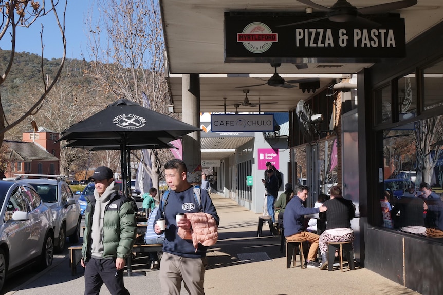 People dining in Myrtleford. 