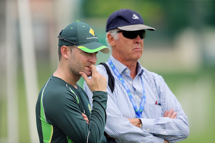 Australian captain Michael Clarke and selector John Inverarity