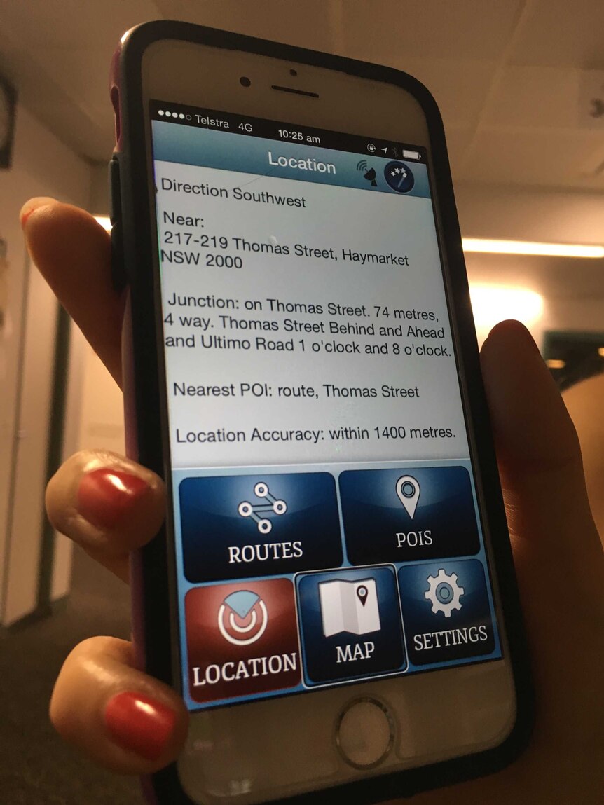 The interface of a new GPS app for people with visual impairments