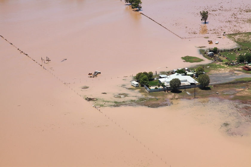 Water rises around a Coonamble property