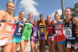 Captains of the eight Super Netball sides gather in Sydney for the season launch on April 23, 2018.