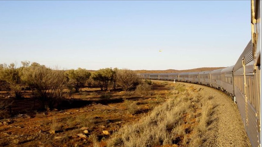 The Indian Pacific train stops in Broken Hill on its way journey between Sydney, Adelaide and Perth.