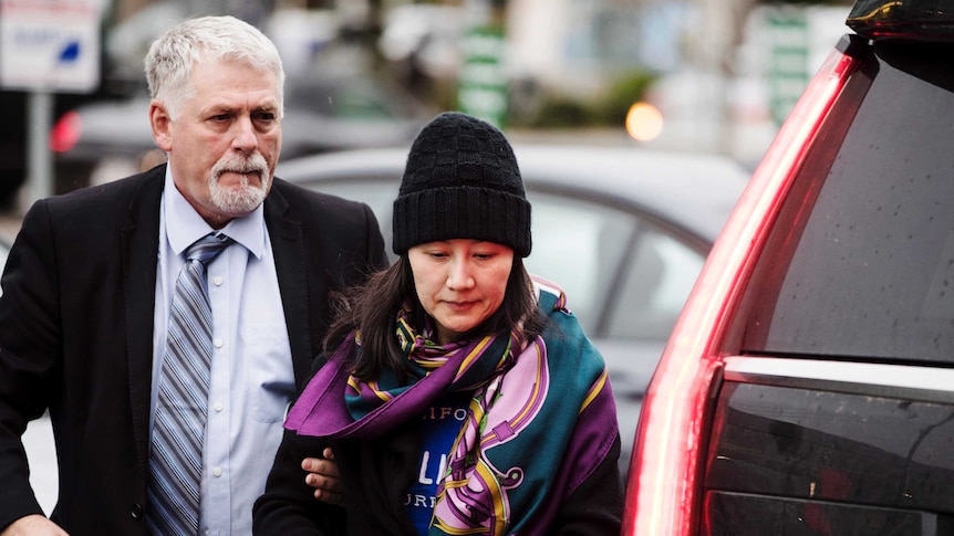 Huawei chief financial officer Meng Wanzhou arrives at a parole office in Vancouver.