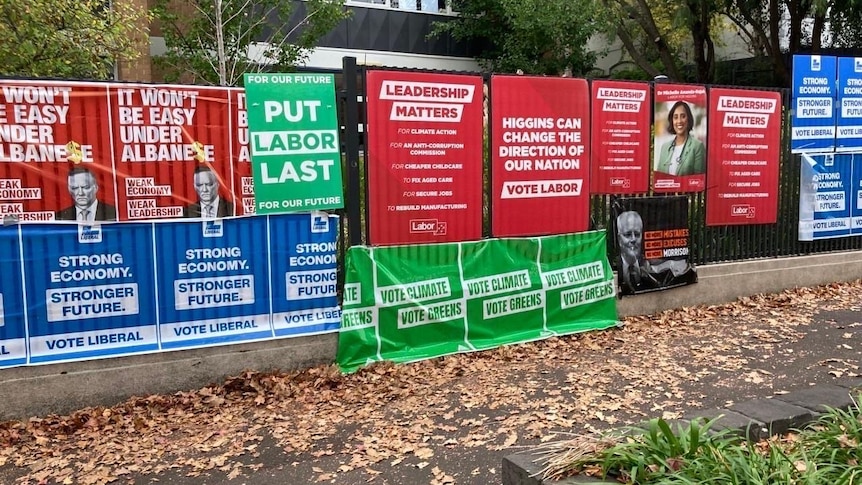Election posters on a fence