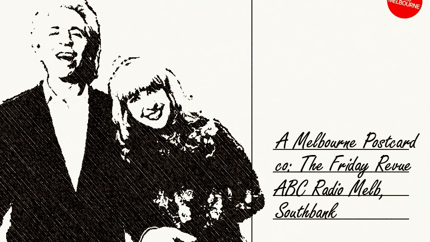 Brian and Richelle smile on the front of postcard