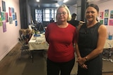 Sandy McLean and Debbie Hughes in an art class in Sandy's studio