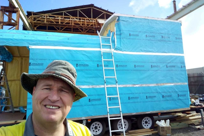 Peter Willems with his tiny house