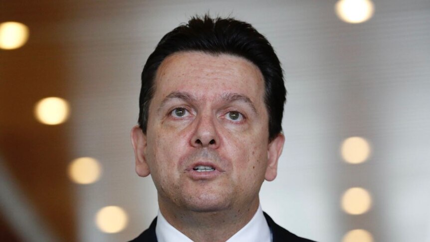 Nick Xenophon stares at the camera