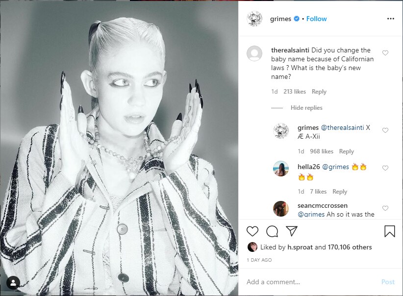 Grimes And Elon Musk Tweak Baby Name After Confusion Around Compliance With State Laws Abc News