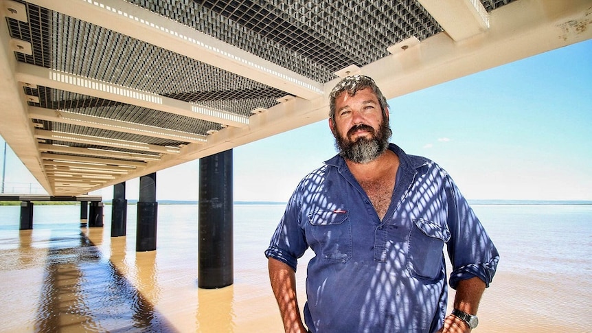 Wyndham fisherman Mark Douglas at Anton's Landing in the Cambridge Gulf