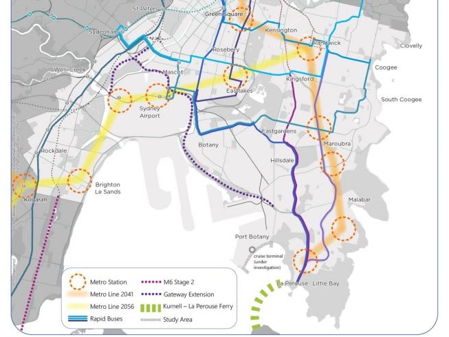 a map showing the location of different new train stations across sydney