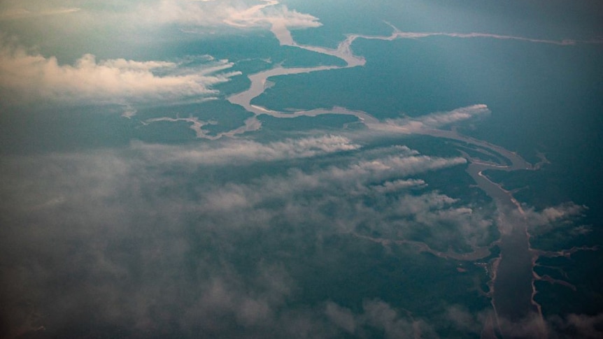 Aerial view of smoke coming from Amazon forests