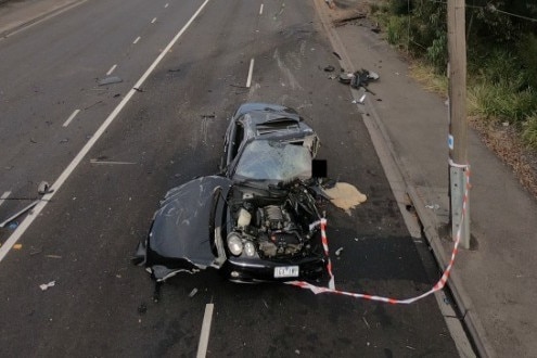 The scene of a car crash.