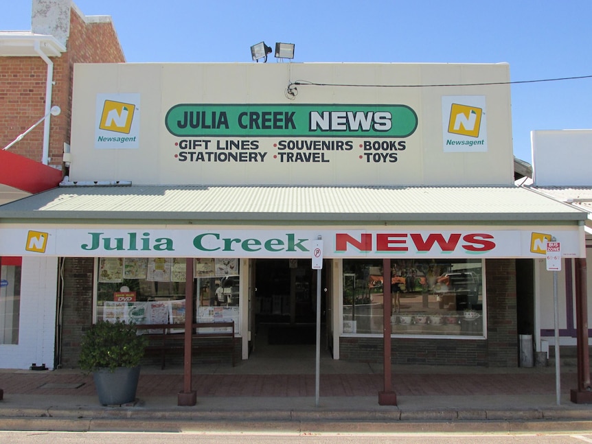 an outback news agency with old signage