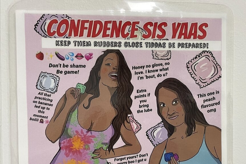 poster di salute sessuale con due donne indigene