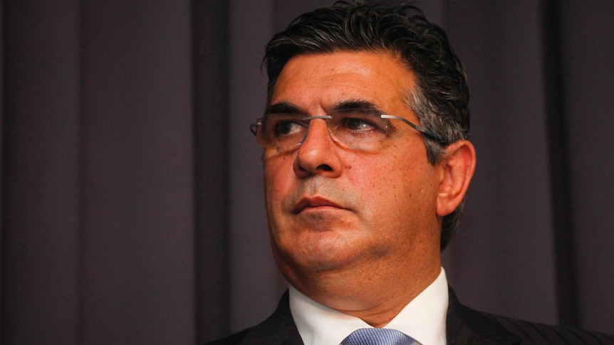 AFL chief executive Andrew Demetriou at a press conference in Canberra.