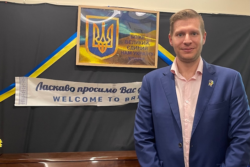 Peter Bongiorni, stands inside the building of the Ukrainian Community of Queensland.