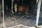 The tattoo parlour gutted by fire in Tuggeranong, Canberra.
