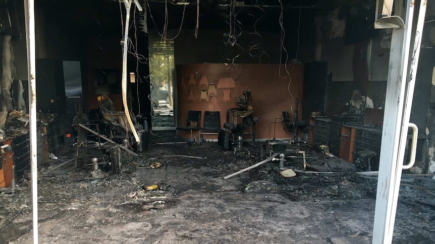 The tattoo parlour gutted by fire in Tuggeranong, Canberra.
