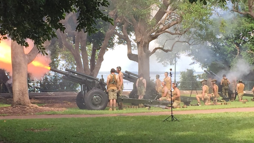 Artillery fire at Bombing of Darwin 74th anniversary memorial service.