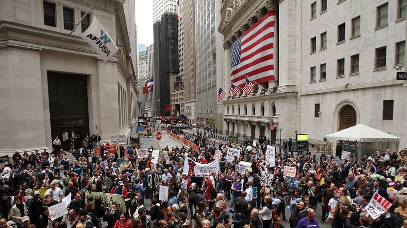 Rally in front of NY Stock Exchange