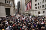 Rally in front of NY Stock Exchange